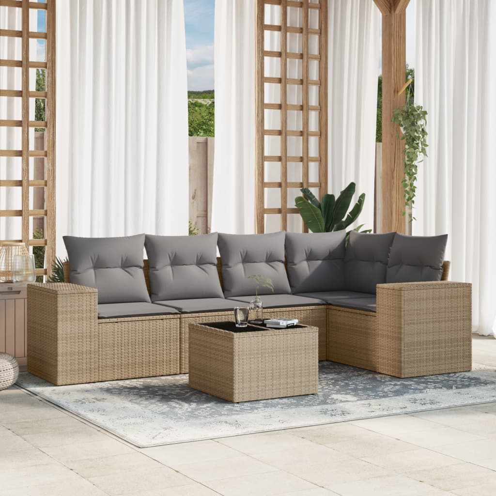 vidaXL 5-delige Loungeset met kussens poly rattan zwart