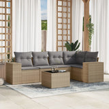vidaXL 5-delige Loungeset met kussens poly rattan zwart
