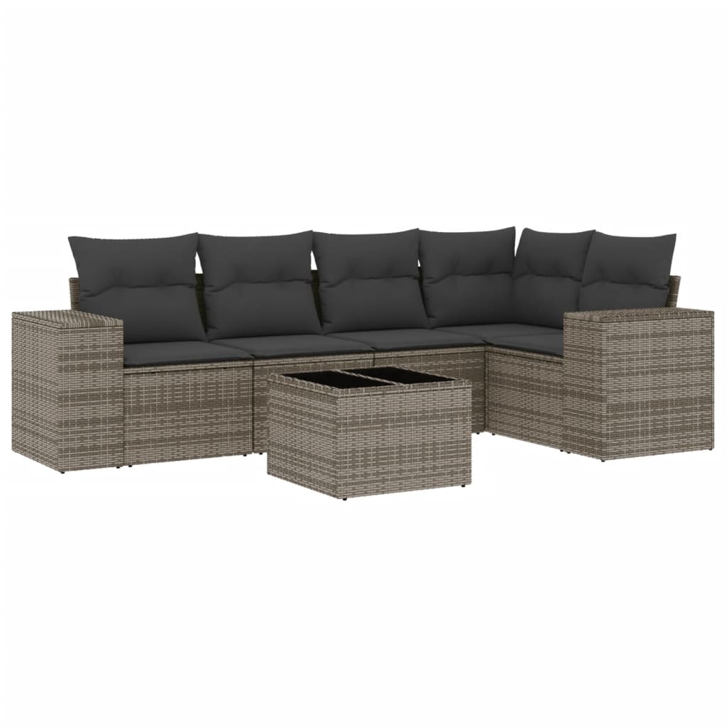 vidaXL 5-delige Loungeset met kussens poly rattan zwart