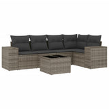 vidaXL 5-delige Loungeset met kussens poly rattan zwart