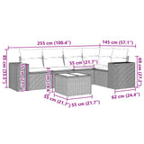 vidaXL 5-delige Loungeset met kussens poly rattan zwart