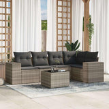 vidaXL 5-delige Loungeset met kussens poly rattan zwart
