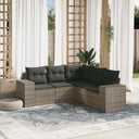 vidaXL 5-delige Loungeset met kussens poly rattan zwart