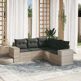 vidaXL 5-delige Loungeset met kussens poly rattan zwart
