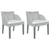 vidaXL Dining Chair with Cushion Natural Rattan Grey