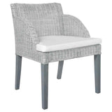 vidaXL Dining Chair with Cushion Natural Rattan Grey