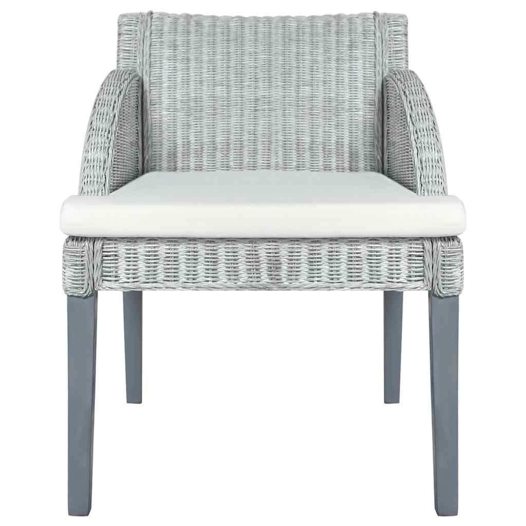 vidaXL Dining Chair with Cushion Natural Rattan Grey