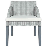 vidaXL Dining Chair with Cushion Natural Rattan Grey