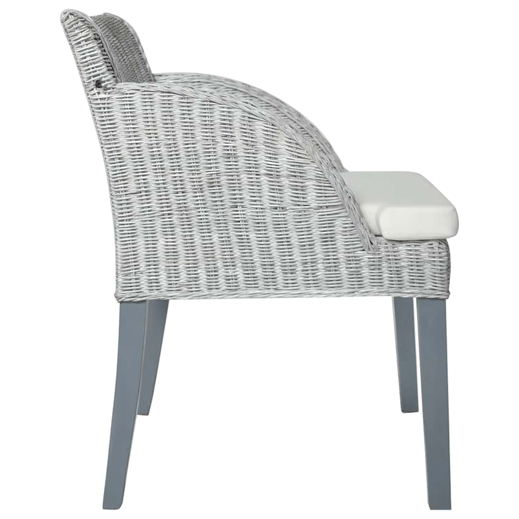 vidaXL Dining Chair with Cushion Natural Rattan Grey