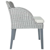 vidaXL Dining Chair with Cushion Natural Rattan Grey