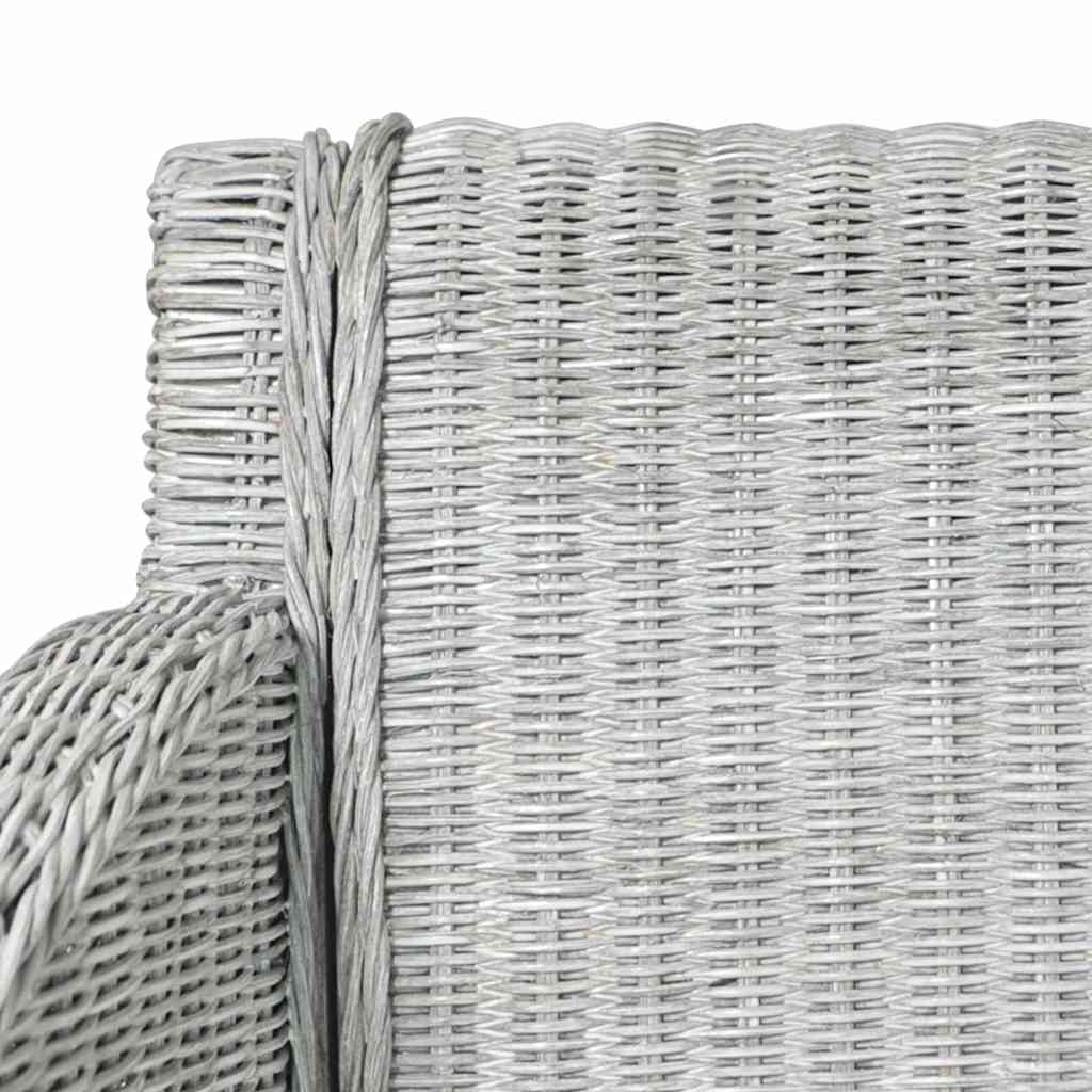 vidaXL Dining Chair with Cushion Natural Rattan Grey