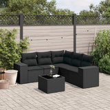 vidaXL 5-delige Loungeset met kussens poly rattan zwart