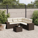 vidaXL 5-delige Loungeset met kussens poly rattan zwart