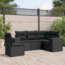 vidaXL 5-delige Loungeset met kussens poly rattan zwart
