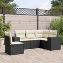 vidaXL 5-delige Loungeset met kussens poly rattan zwart