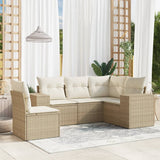 vidaXL 5-delige Loungeset met kussens poly rattan zwart