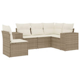 vidaXL 5-delige Loungeset met kussens poly rattan zwart