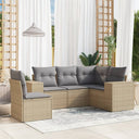 vidaXL 5-delige Loungeset met kussens poly rattan zwart
