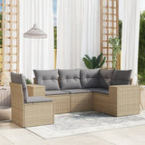 vidaXL 5-delige Loungeset met kussens poly rattan zwart