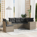vidaXL 5-delige Loungeset met kussens poly rattan zwart