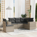 vidaXL 5-delige Loungeset met kussens poly rattan zwart