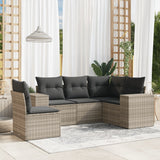 vidaXL 5-delige Loungeset met kussens poly rattan zwart