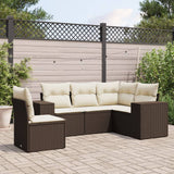 vidaXL 5-delige Loungeset met kussens poly rattan zwart