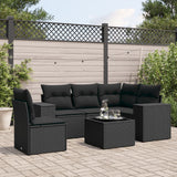 vidaXL 5-delige Loungeset met kussens poly rattan zwart