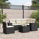 vidaXL 5-delige Loungeset met kussens poly rattan zwart