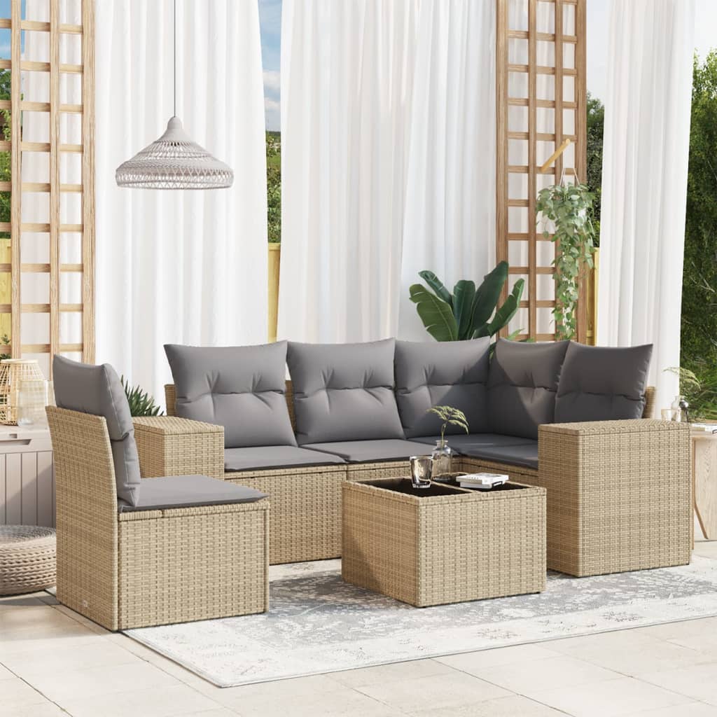 vidaXL 5-delige Loungeset met kussens poly rattan zwart