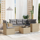 vidaXL 5-delige Loungeset met kussens poly rattan zwart