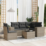 vidaXL 5-delige Loungeset met kussens poly rattan zwart