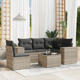vidaXL 5-delige Loungeset met kussens poly rattan zwart