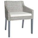 vidaXL Dining Chair with Cushion Natural Rattan Grey