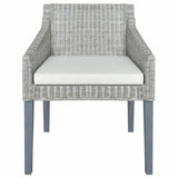 vidaXL Dining Chair with Cushion Natural Rattan Grey