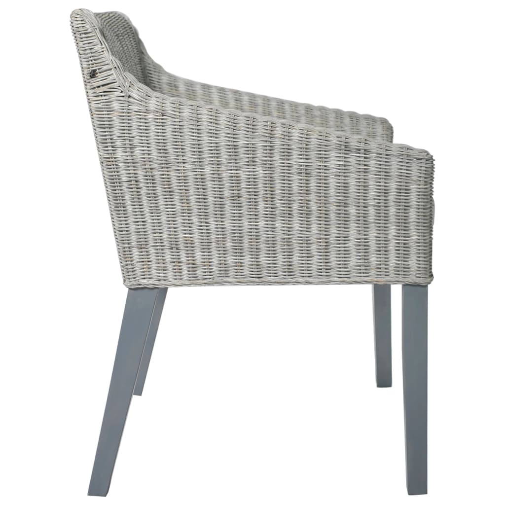 vidaXL Dining Chair with Cushion Natural Rattan Grey
