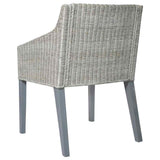 vidaXL Dining Chair with Cushion Natural Rattan Grey