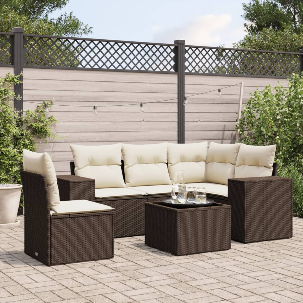 vidaXL 5-delige Loungeset met kussens poly rattan zwart