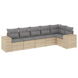 vidaXL 6-delige Loungeset met kussens poly rattan zwart