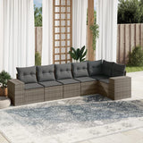 vidaXL 6-delige Loungeset met kussens poly rattan zwart