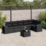 vidaXL 6-delige Loungeset met kussens poly rattan zwart