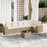 vidaXL 6-delige Loungeset met kussens poly rattan zwart