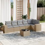 vidaXL 6-delige Loungeset met kussens poly rattan zwart