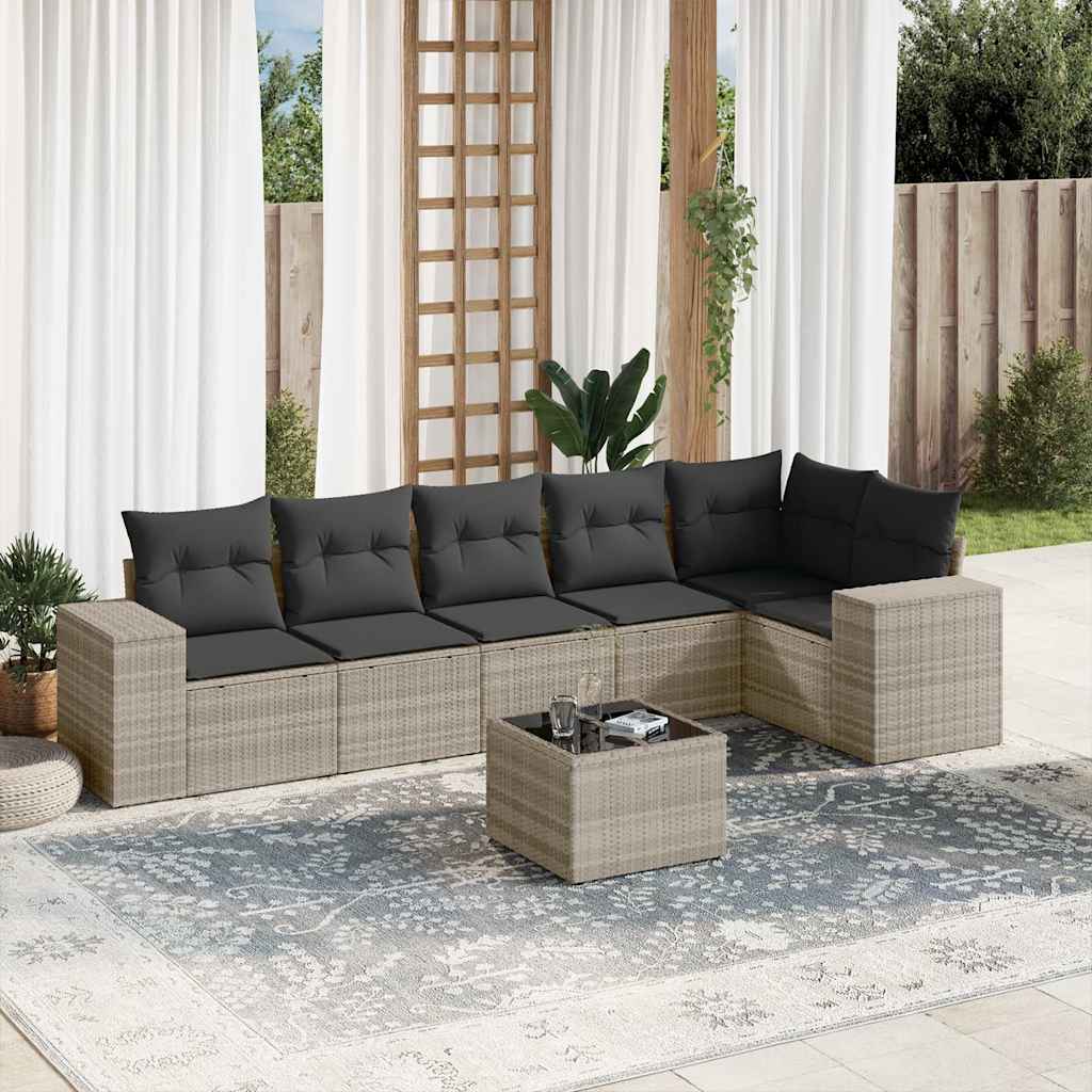 vidaXL 6-delige Loungeset met kussens poly rattan zwart