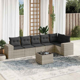 vidaXL 6-delige Loungeset met kussens poly rattan zwart