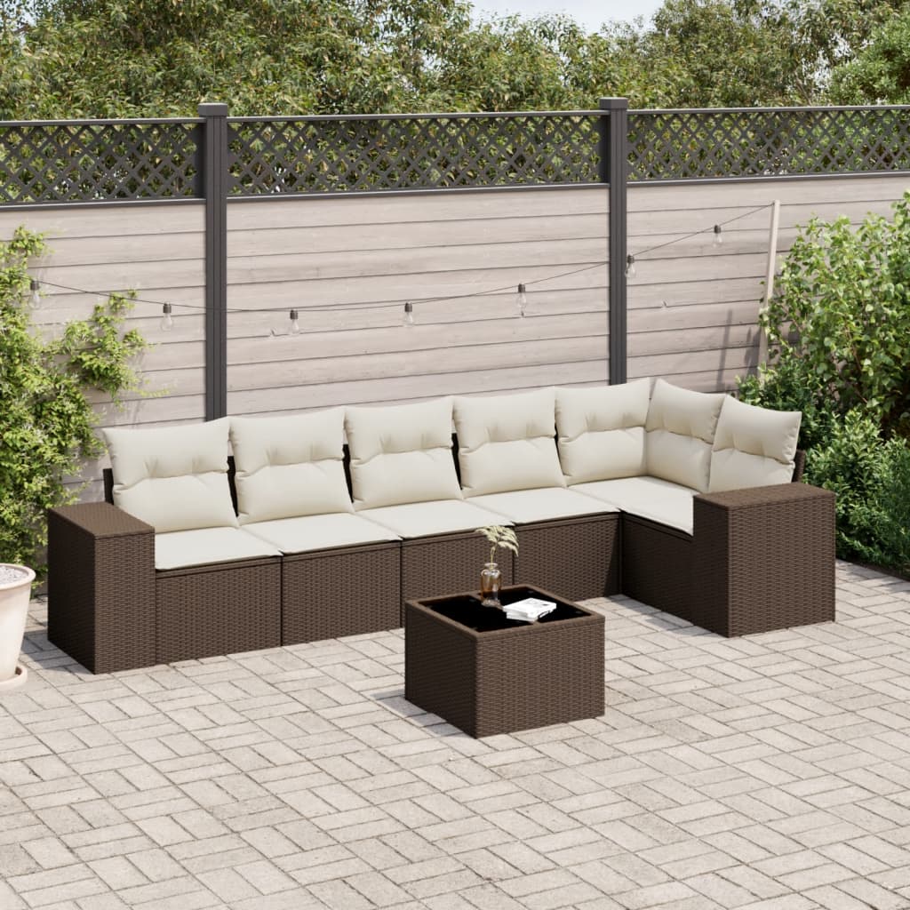 vidaXL 6-delige Loungeset met kussens poly rattan zwart