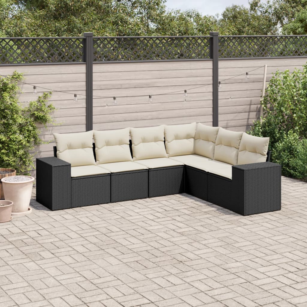 vidaXL 6-piece Lounge Set with Cushions Poly Rattan Black