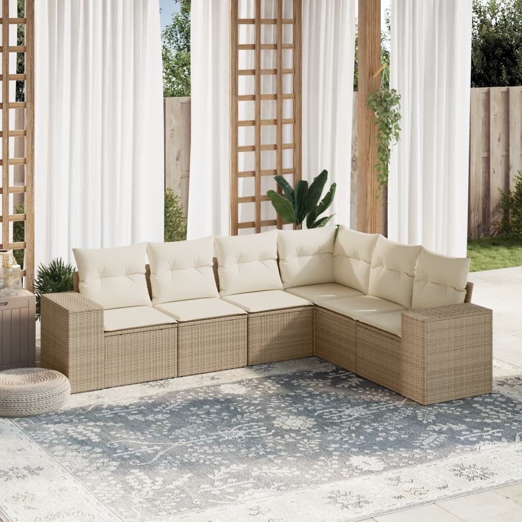 vidaXL 6-piece Lounge Set with Cushions Poly Rattan Black