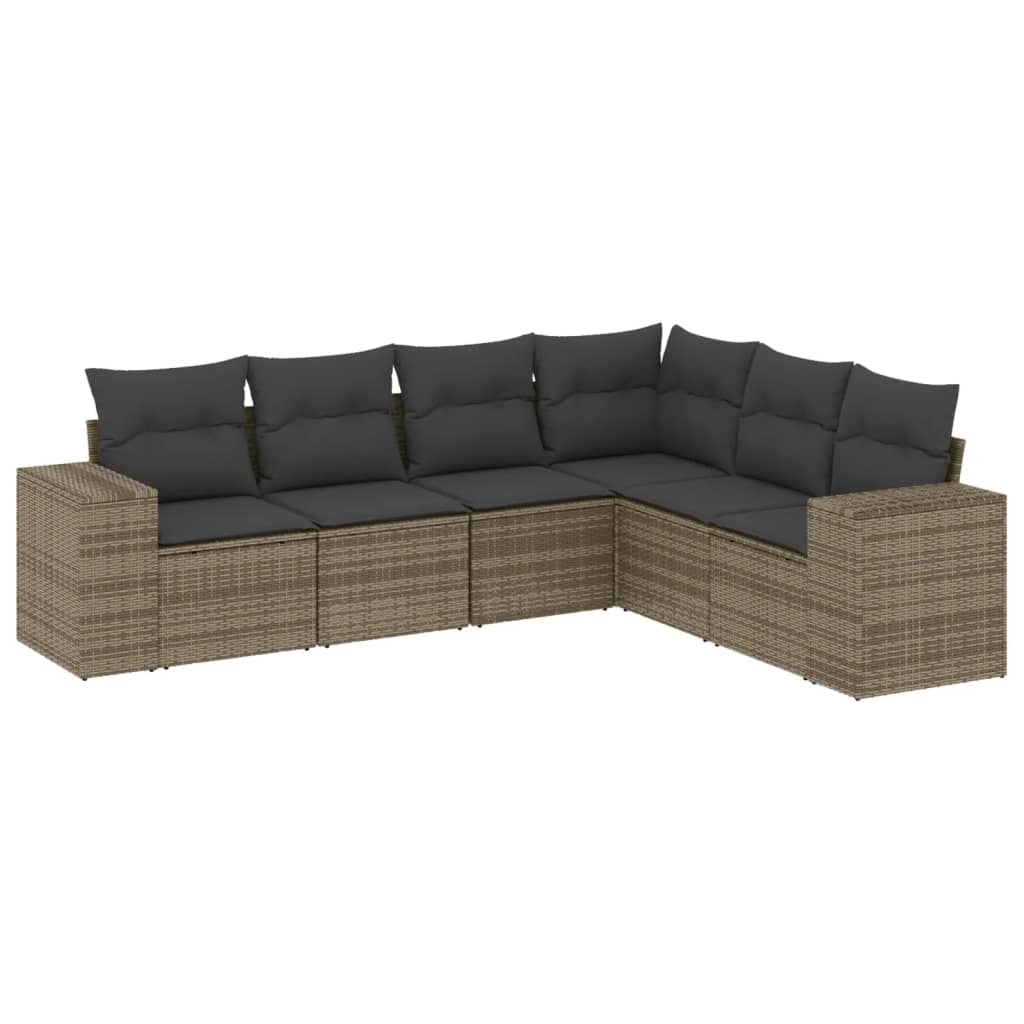 vidaXL 6-piece Lounge Set with Cushions Poly Rattan Black