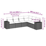 vidaXL 6-piece Lounge Set with Cushions Poly Rattan Black